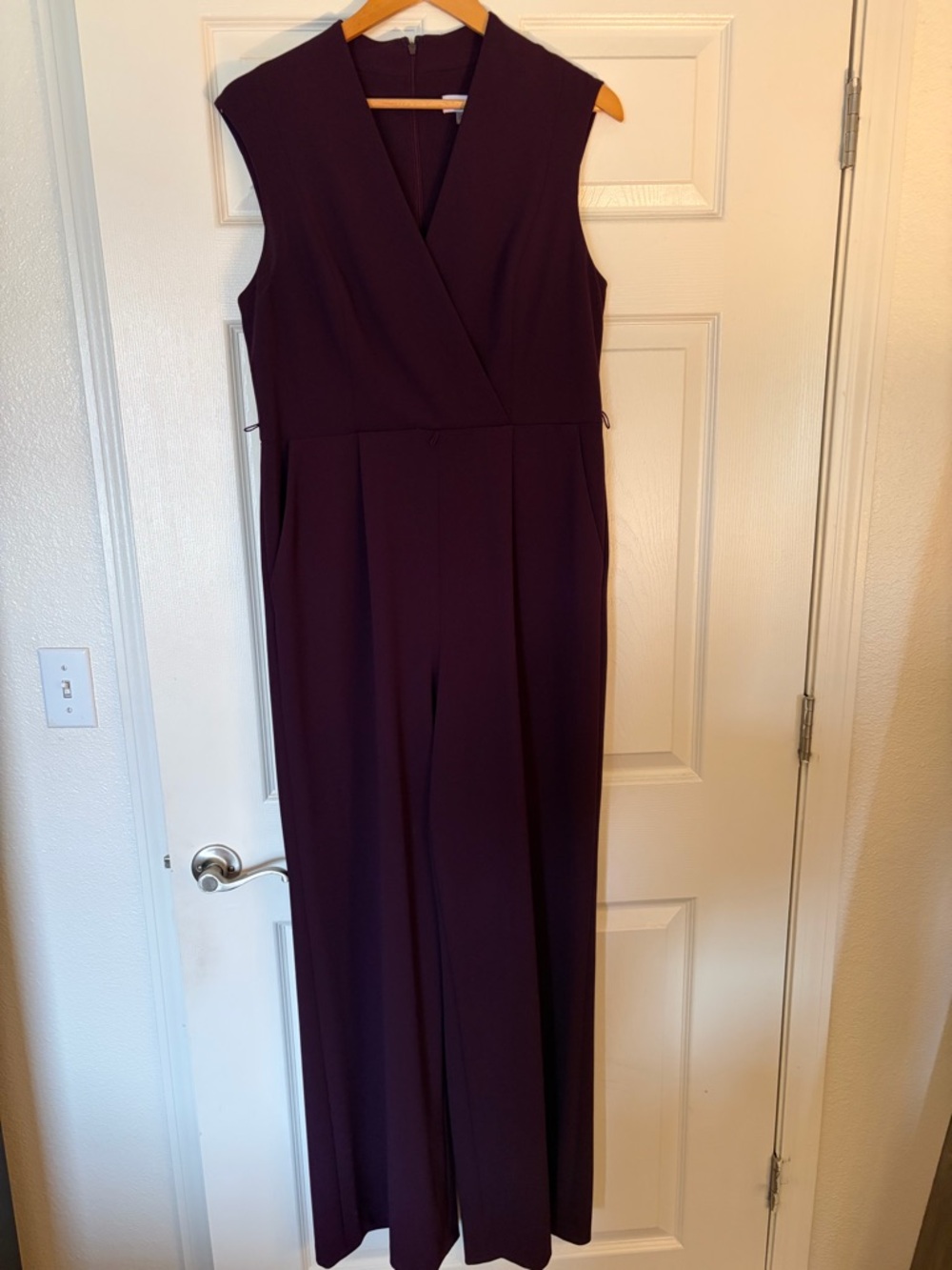Calvin Klein Plum Sleeveless Wrap Jumpsuit
